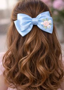 Floral Embroidered Hair Bow pack of 1