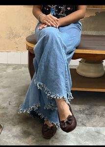 Stylish Light Wash Denim Flare Pants