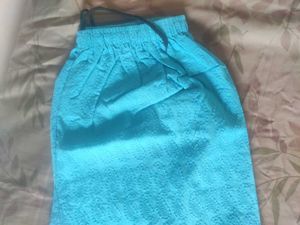Blue Embroidered Cotton 1 Pants