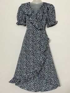 Floral Wrap Dress with Ruffle Detail