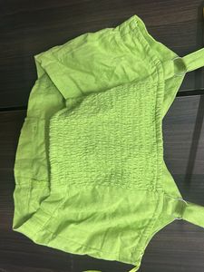 Lime Green Embroidered Crop Top