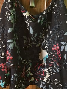 Floral Print Ruffle Cold Shoulder Top