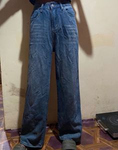 Blue Wide Leg Denim Jeans
