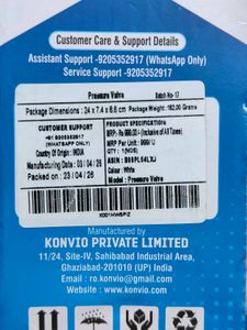 Konvio Neer RO Water Purifier Pressure Valve with
