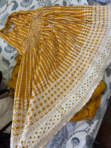 Yellow Kurta Set with White Detailing small size