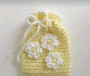 Handmade Crochet Pouch with Floral Design