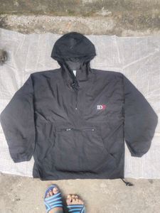 Black Hooded Pullover Anorak Jacket