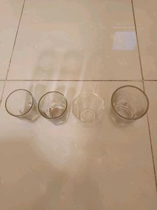 Used Four Pieces Glasses And Two Glass Tea Cups