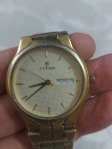 Elegant Gold-toned Titan Quartz Analog Watch