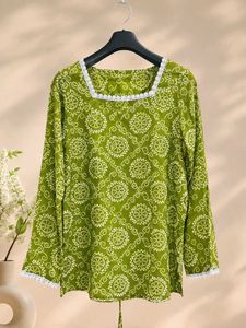 Green Bandhani Print short Kurti