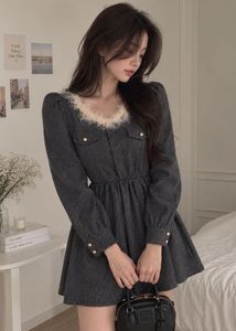 Mini Dress with Faux Fur Collar