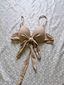 Tan Bow Front Bikini Top