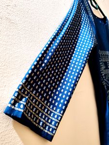 Blue Printed Straight Kurta