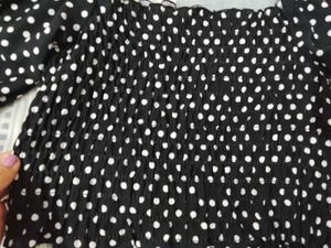 Black &amp; White Polka Dot Smocked Crop Top