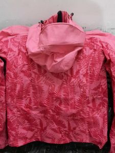 Pink Fern Print Hooded Jacket