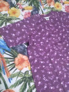Charming Purple Floral Print T-Shirt