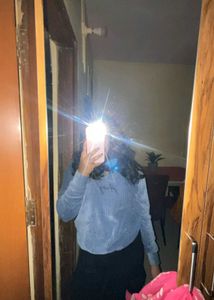 Chic Blue Corduroy Long Sleeve Top