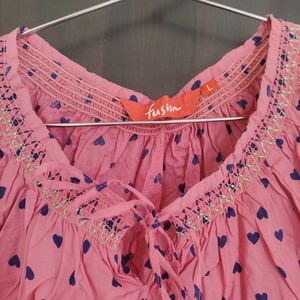 Cute Pink Heart Print Top