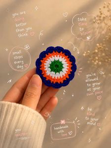 Handmade Tricolor Crochet Pin.