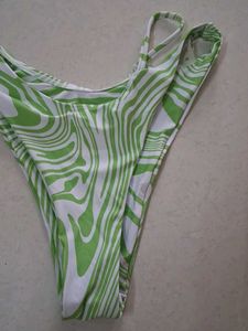 S Lime Green Swirl Print Bikini Bottoms