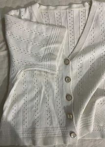 White Button-Up Cardigan Top