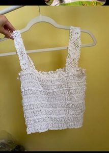 Cute Smocked White Crop Top