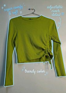 Lime Green Ribbed Crop Top