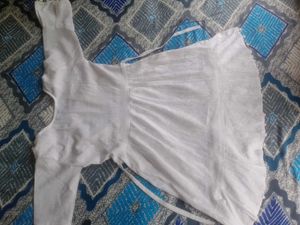 White Kurta with colorful embroidery