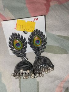 Peacock Feather Jhumka Earrings