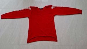 New(Size~M)Red lace woollen sweater🌻