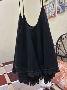 Elegant Black Lace Trim Camisole Top