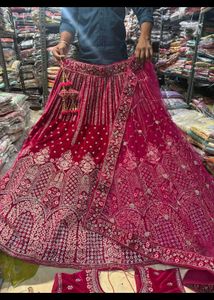 Elegant Red Velvet Lehenga Choli