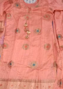 Peach Kurta Set with Sharara and Dupatta