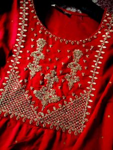 Red &amp; Gold Embellished Kurti