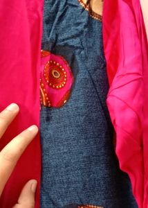 Stylish Pink and Blue Printed Kurta