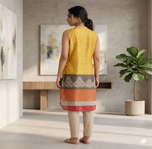 Elegant Yellow Sleeveless Kurta