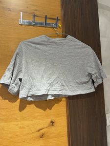 Grey Cropped  oversized T-Shirt