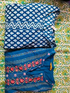 Blue & White Printed Kurta