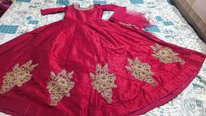 Elegant Maroon Embroidered Ethnic Gown