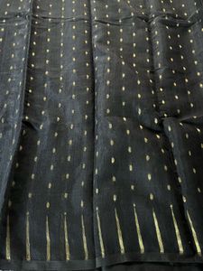 Elegant Black Saree with Gold Motifs