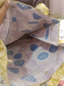 Yellow Floral Print Tote Bag