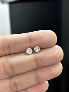 Gold Flower Stud Earrings with Diamonds