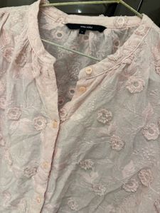 Chic Pink Floral Embroidered Blouse
