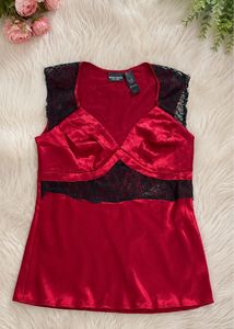 Satin & Lace Red Camisole Top