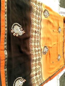 New Elegant Floral Embroidered Saree