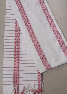 74)Bengal Red White Pure Cotton Saree