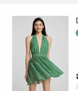Backless Chic Floral Print Halter Neck Dress- NEW