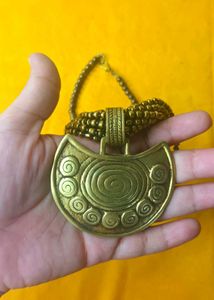 Boho Multilayered Beaded Brass Pendant Necklace