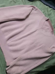 Pink V-Neck Pullover Sweater
