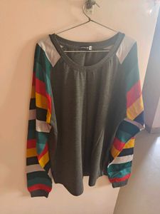 Cozy Striped Sleeve Top, no used